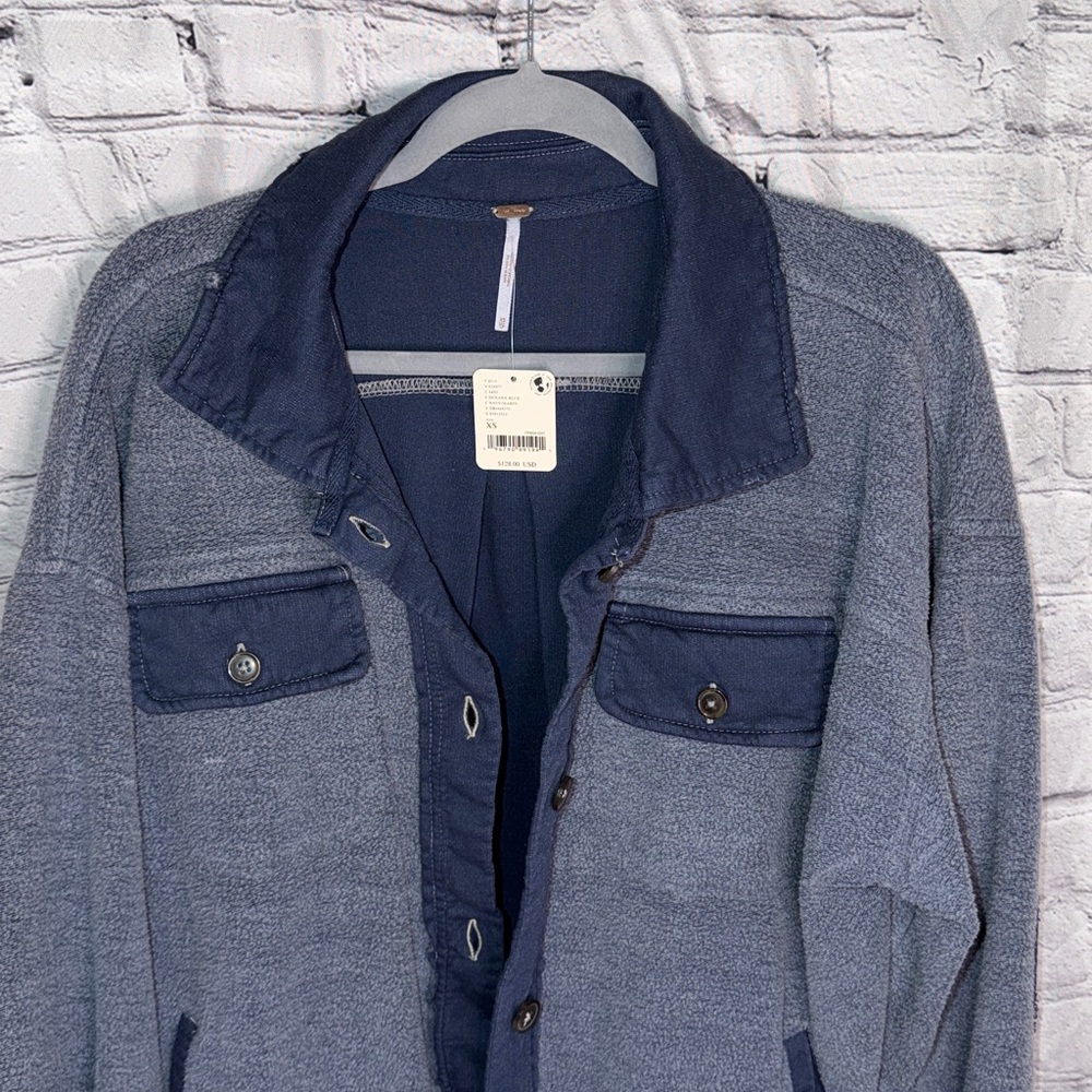 NWT Free People Ruby Shacket - Navy/Oceana Blue - Oversized - XS & Medium - Picture 7 of 17